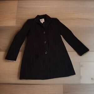 Maralyn & Me Womens Medium Black Wool Blend Single Breasted Reefer Coat Jacket